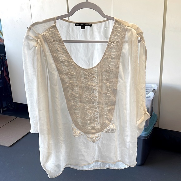 Harlowe & Graham Tops - Harlow and Graham crochet front sheer blouse